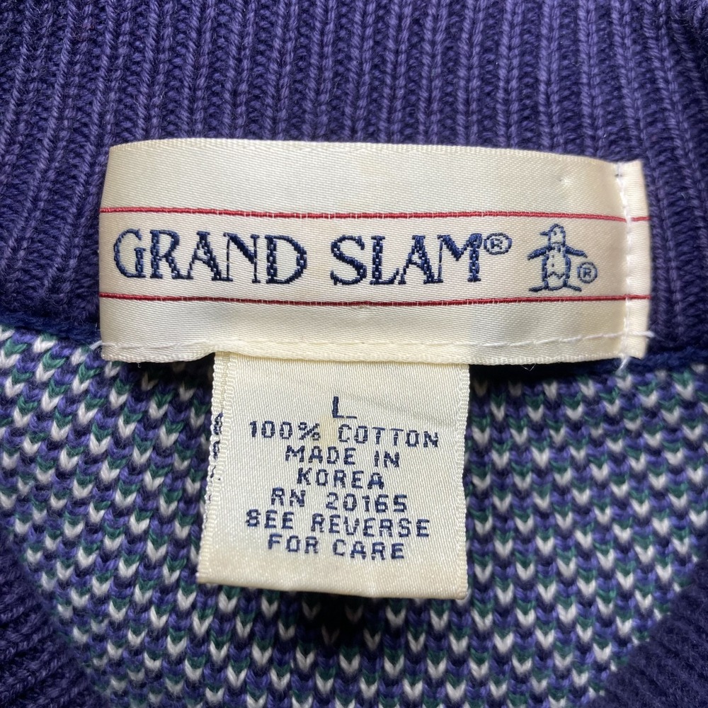 Grand Slam Sweater Mens Large Eccletic Granpda Golf Vintage 90s Rare Pullover - Picture 7 of 7